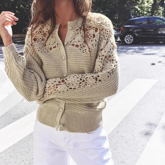 Zara Sweaters - Zara Combination Crochet Knit Jacket